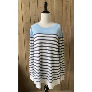 Tommy Bahama L Sweater Pullover Striped Long Sleeve Cotton Linen Women's
